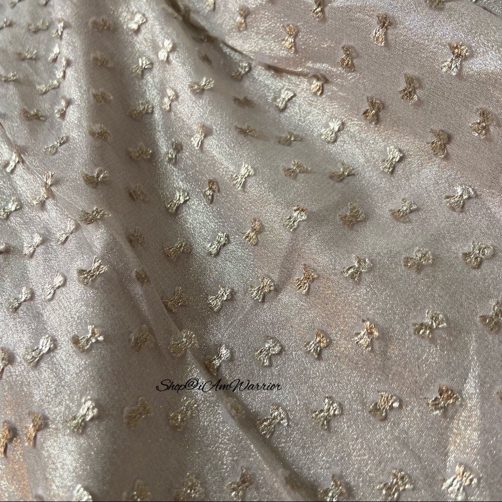 J.Crew Collection NWT Champagne Metallic Clip Dot Midi Dress shop@iAmWarrior - Picture 6 of 8